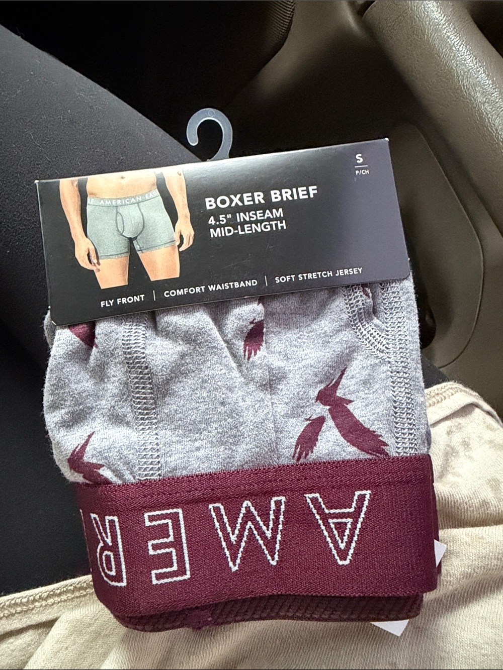 American Eagle Outfitters Gray Boxer Briefs with Burgundy Waistband
